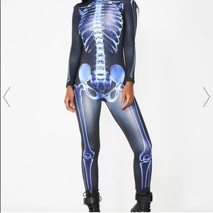 Dolls Kill Blue Skeleton Jumpsuit/ Custome